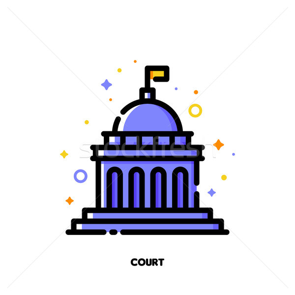 Icon of court building for law and justice concept. Flat filled  Stock photo © ussr