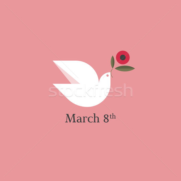 Dove with flower. International Women’s Day 8th march card Stock photo © ussr