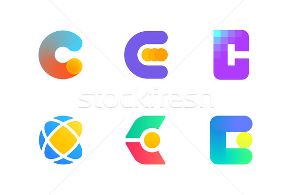 Modern logo template or icon of letter C for cryptocurrency Stock photo © ussr