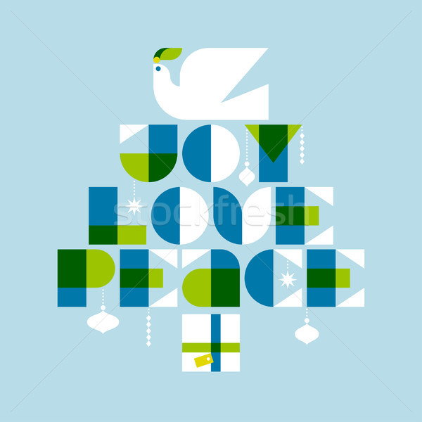 Christmas greeting card with dove and decorated Christmas tree Stock photo © ussr