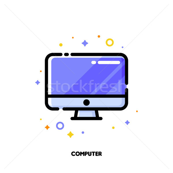 Icona desktop pc lavoro d'ufficio contorno stile Foto d'archivio © ussr