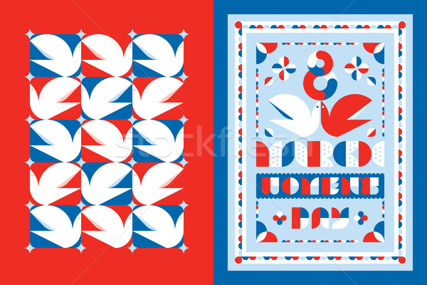 Greeting card template and poster for the 8 th of March international womens day with white dove and Stock photo © ussr