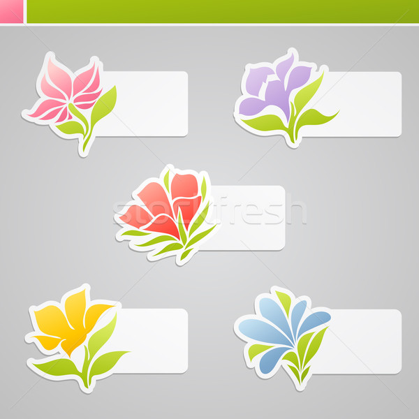 Imagine de stoc: Set · flori · mesaj · vector