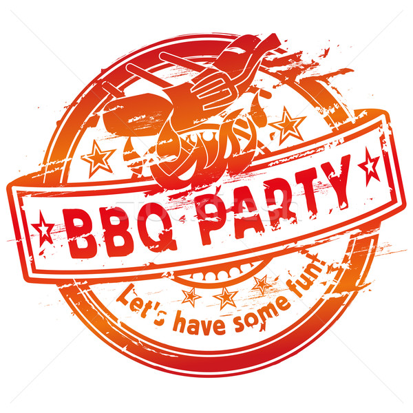 Rubber stamp summer grilling barbecue party Stock photo © Ustofre9