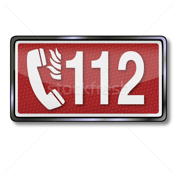 Fire safety sign with emergency number 112 in case of fire  Stock photo © Ustofre9