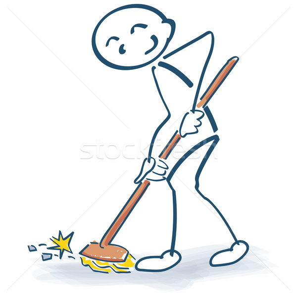 Stick figure with a broom and housecleaning Stock photo © Ustofre9