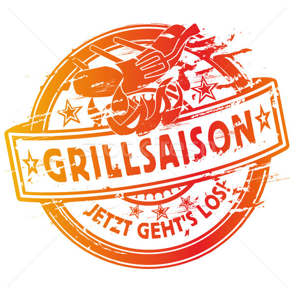 Rubber stamp summer grilling and barbecue Stock photo © Ustofre9