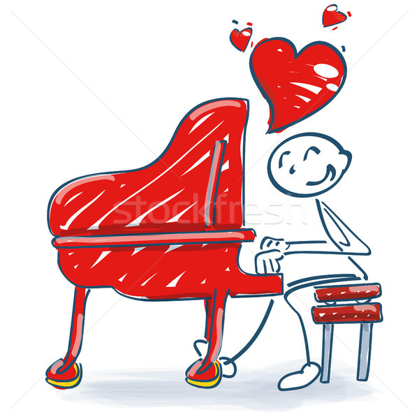 Stick figure at a piano and a love song Stock photo © Ustofre9