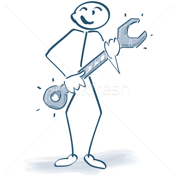 Stick figure with a wrench Stock photo © Ustofre9