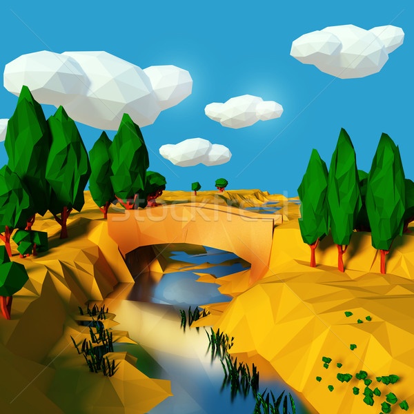 Stock photo: Bridge over the river in the dry south