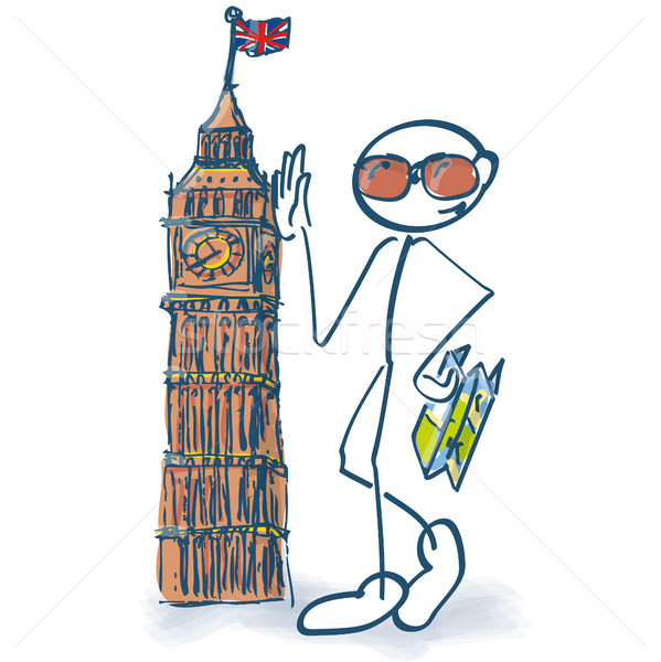 Stick figure as a tourist with Big Ben and city-tour Stock photo © Ustofre9