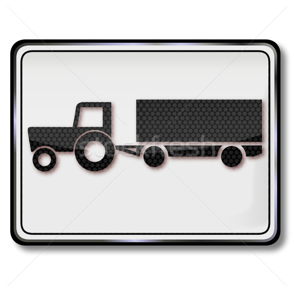 Sign with tractor with trailer at the harvest Stock photo © Ustofre9