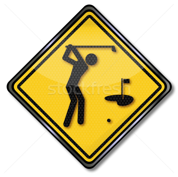 Sign golfer aims at golf green Stock photo © Ustofre9
