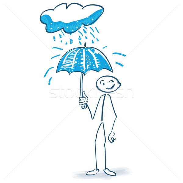 Stick figure with umbrella and cloud Stock photo © Ustofre9