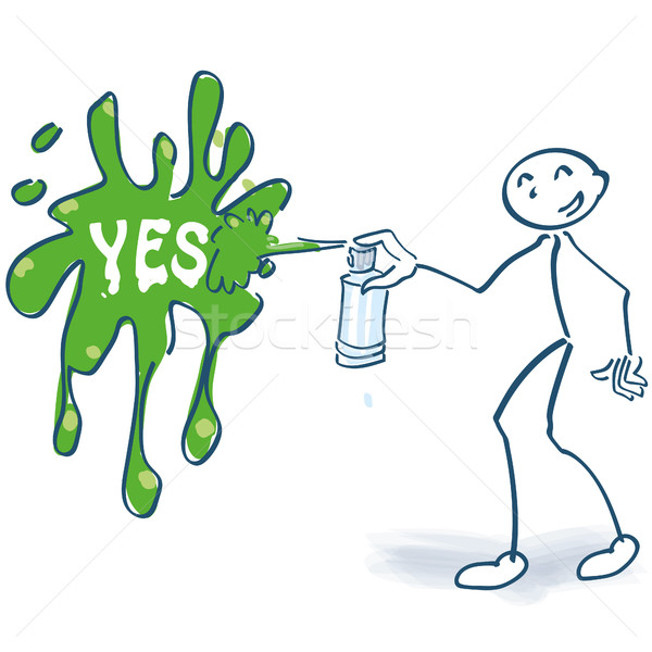 Stick figure with spray can and yes Stock photo © Ustofre9