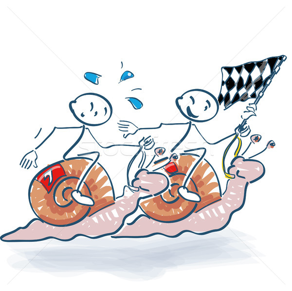 Stick figures are making a snail race Stock photo © Ustofre9