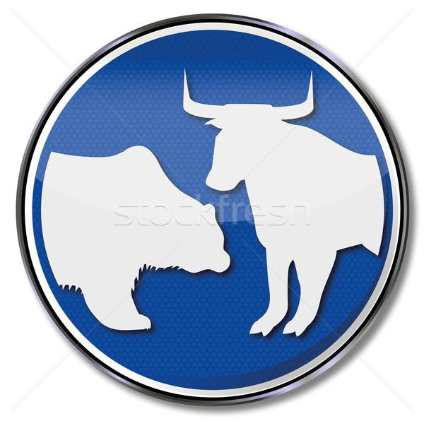 Sign with stock market, bear and bull  Stock photo © Ustofre9