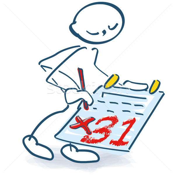 Stick figure carries date 31 in the diary Stock photo © Ustofre9