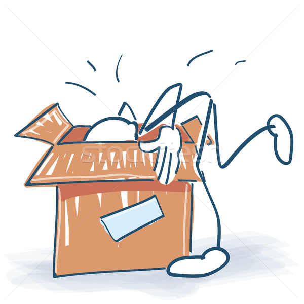 Stick figure looks deep into a package inside Stock photo © Ustofre9