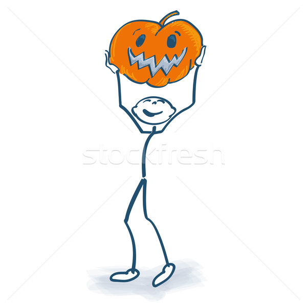 Stick figure with a big pumpkin Stock photo © Ustofre9