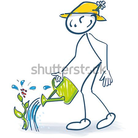 Stick figure sweeping away the problems with a broom Stock photo © Ustofre9