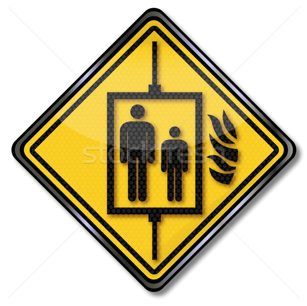 Prohibition sign for passenger elevator during a fire Stock photo © Ustofre9