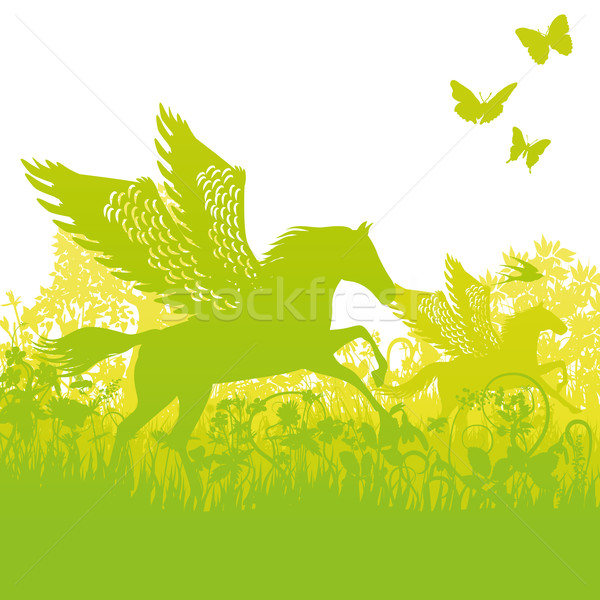 Pegasus with wings in the thicket Stock photo © Ustofre9