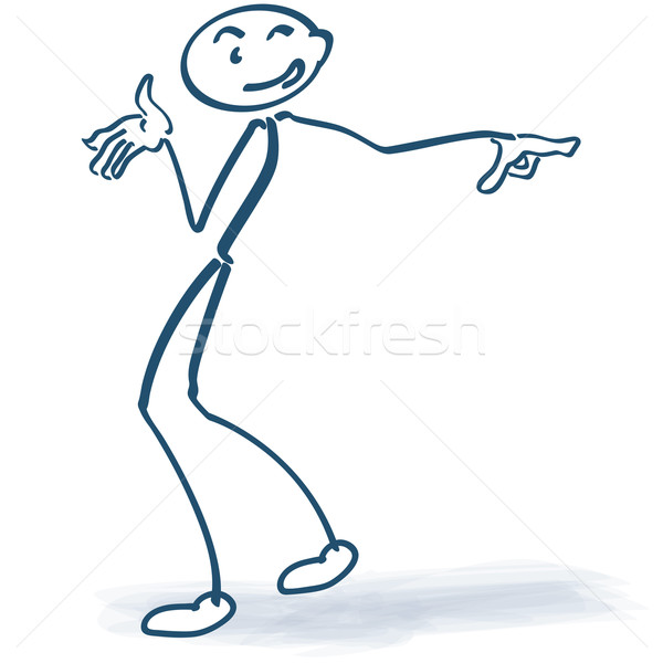 Stick figure with finger pointing and give a note Stock photo © Ustofre9