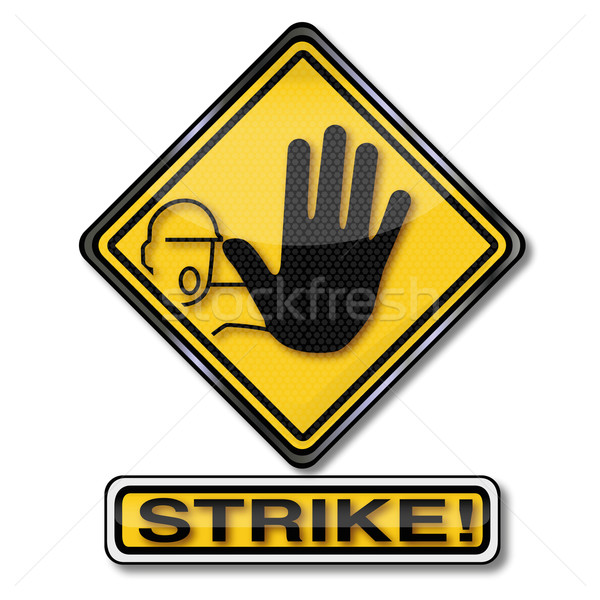 Tarcza strajk podpisania prawa pracownika pracowników Zdjęcia stock © Ustofre9