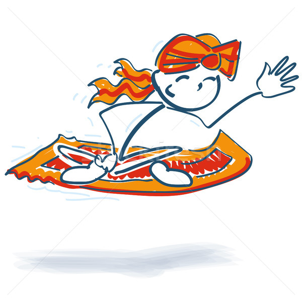 Stick figure on a flying carpet Stock photo © Ustofre9