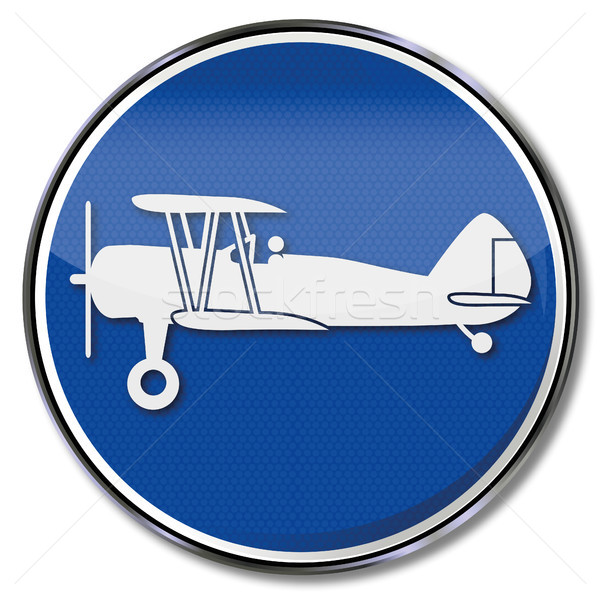 Felirat öreg kétfedelű repülőgép repülőgép feliratok menny Stock fotó © Ustofre9