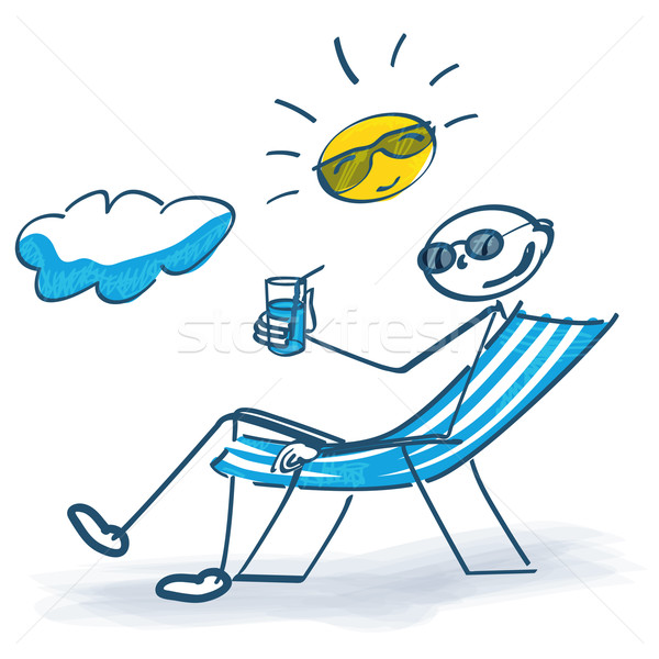 Stick figure in a deck chair Stock photo © Ustofre9