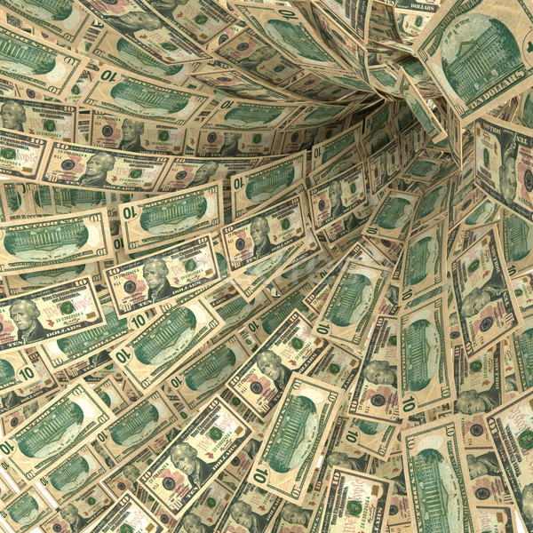 Stock photo: Money swirl of 10 dollar bills
