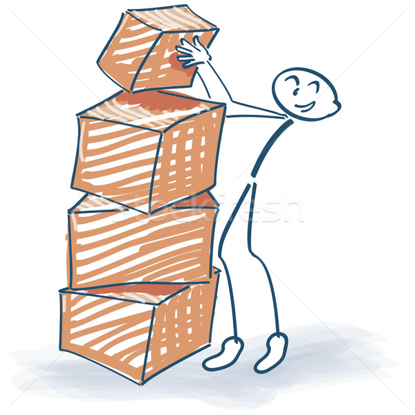 Stick figure and stacked packages Stock photo © Ustofre9