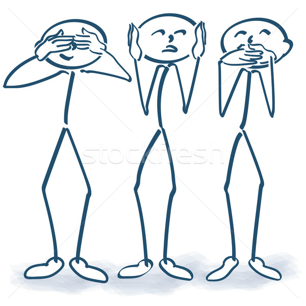 Stick figures with no listening nothing to see and say Stock photo © Ustofre9