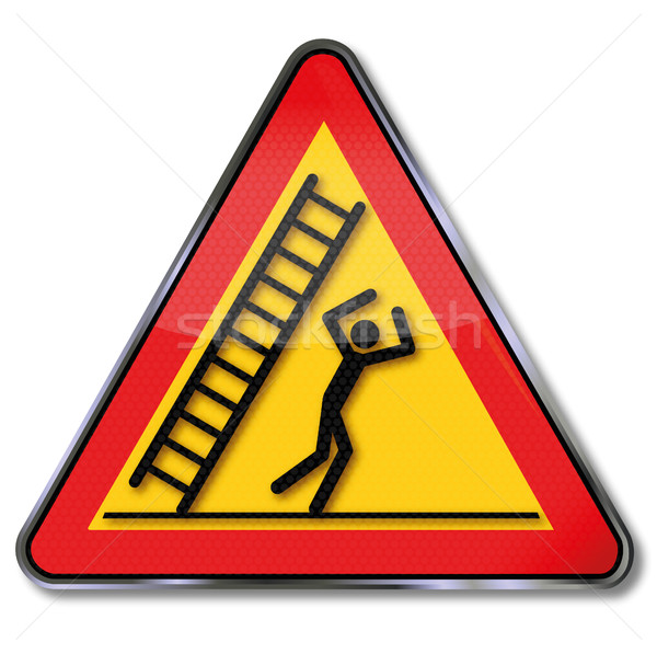 Danger sign warning falling ladder and fall on the head Stock photo © Ustofre9