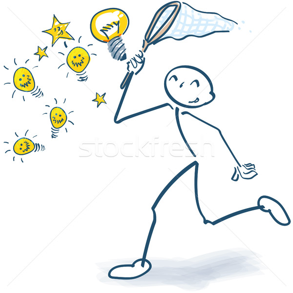 Stick figure with a squid catches ideas Stock photo © Ustofre9