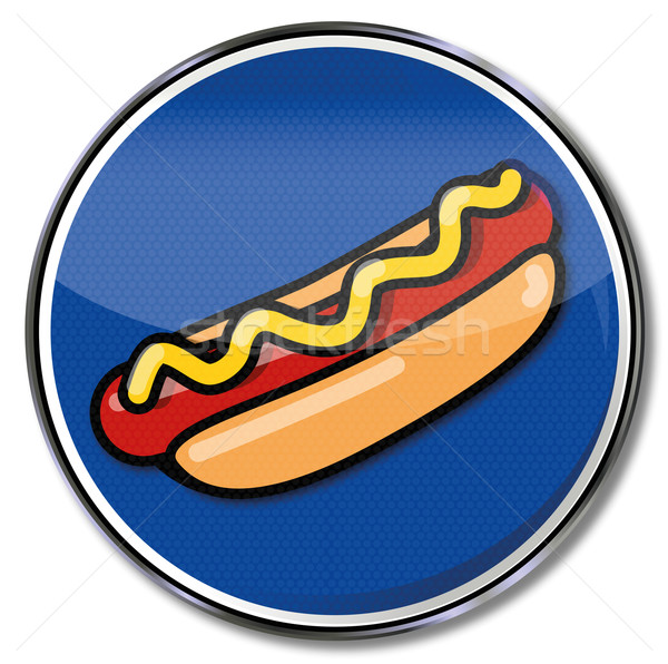 Teken hot dog worst mosterd plaat borden Stockfoto © Ustofre9