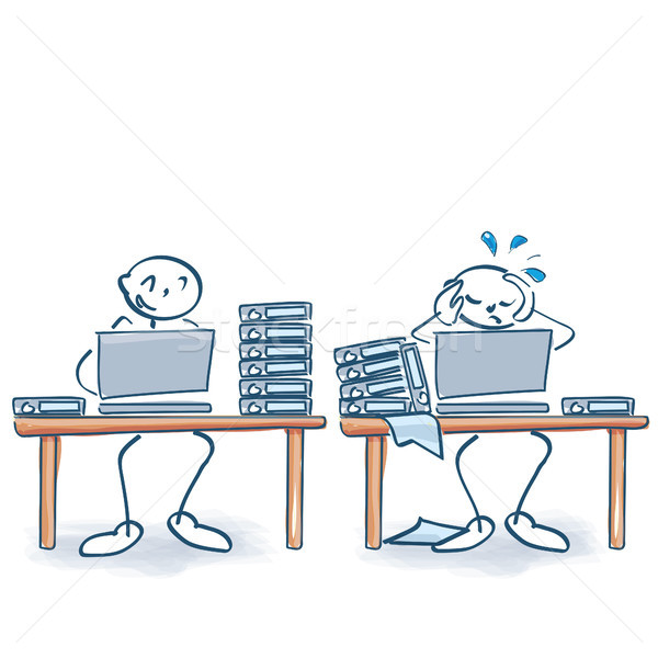 Stick figures as two colleagues at the office table Stock photo © Ustofre9