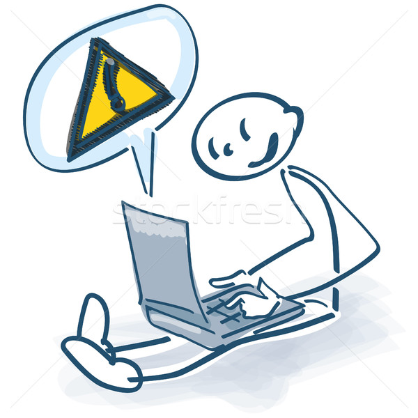 Stick figure with laptop and call sign Stock photo © Ustofre9