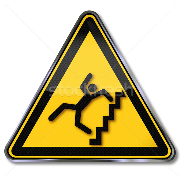 Sign caution steep stairs and fall risk  Stock photo © Ustofre9