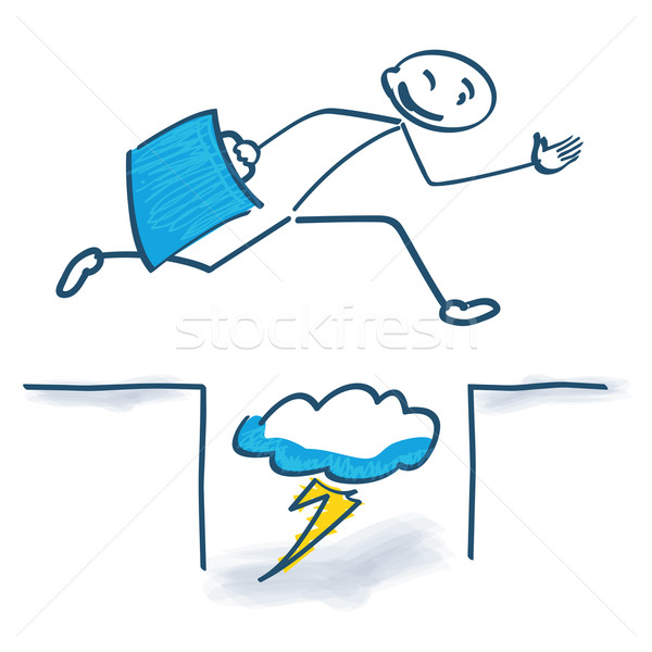 Stick figure with with jump over  problems and problem solving  Stock photo © Ustofre9