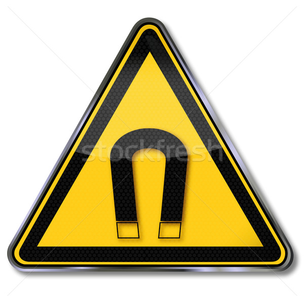 Semn de pericol avertizare magneti câmp semne siguranţă Imagine de stoc © Ustofre9