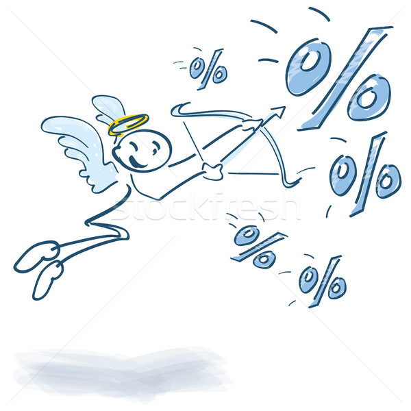 Stick figure aims with bow and arrow on many percents Stock photo © Ustofre9