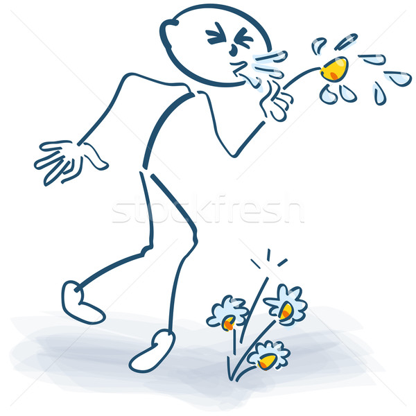 Stick figure holding a flower and hay fever Stock photo © Ustofre9