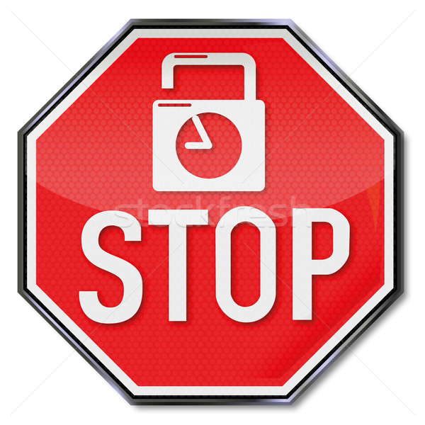 Stock photo: Sign stop safe timelock
