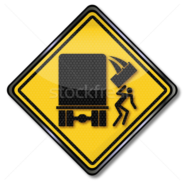 Warnzeichen unsicher Zeichen fallen Gewicht gelb Stock foto © Ustofre9