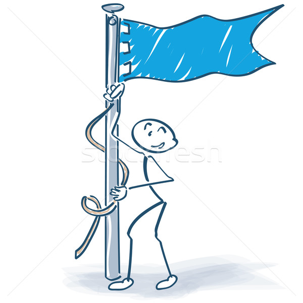 Hoist the flag stick figure Stock photo © Ustofre9