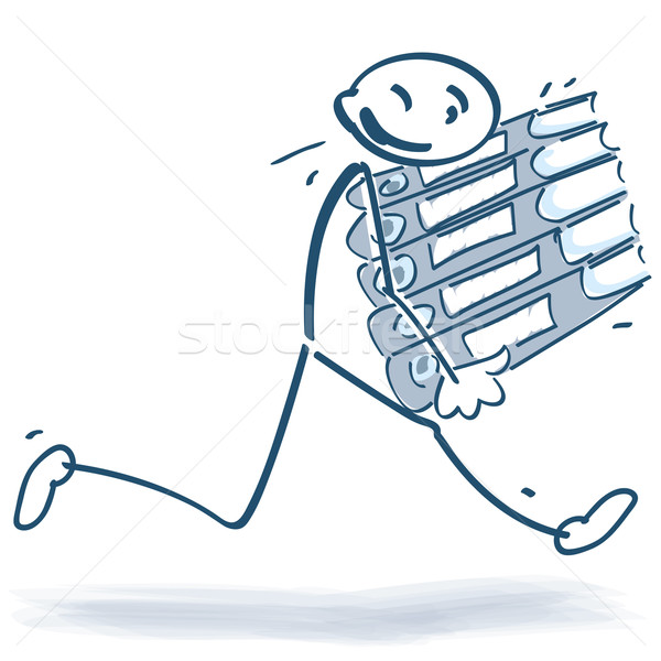 Stick figure running with file folders Stock photo © Ustofre9