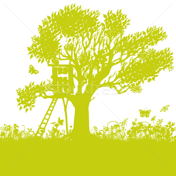 Tree house in an old tree Stock photo © Ustofre9